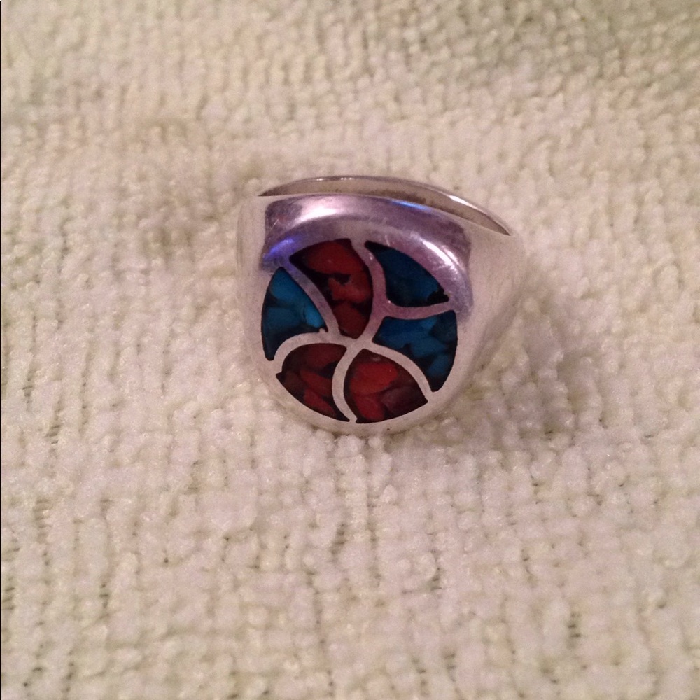 Vintage Red and Blue Turquoise Ring